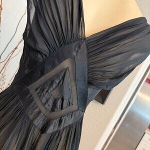 fisher lingerie pure silk deep v cut front&back neckline cinched waist